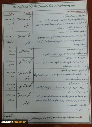 تاریخ برگزاری مرحله استانی بیست و هشتمین جشنواره فرهنگی و اجتماعی دانشجو معلمان